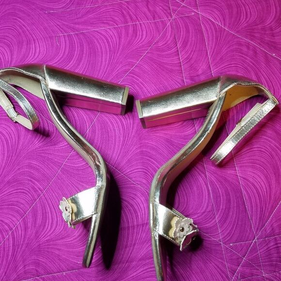 BRASH flowers rose metallic heels size 9 - Picture 3 of 8